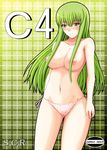  bangs c.c. code_geass green_hair long_hair nama_ham_(hatsuyuki) panties pink_panties solo standing topless underwear underwear_only 