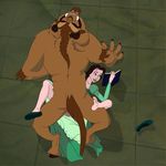  beast beast_(disney) beauty_and_the_beast belle book disney duo female human interspecies male mammal multitasking sex size_difference straight unknown_artist 