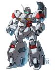  clenched_hands gundam gundam_hathaway&#039;s_flash gustav_karl highres kaneko_tsukasa mecha mobile_suit no_humans radio_antenna redesign science_fiction solo visor white_background 