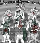  3girls animal_ears apron arknights bar_censor blush bukkake bulge censored click_(arknights) cum cum_in_container cum_in_cup cum_on_floor cum_on_hair earthspirit_(arknights) embarrassed erection erection_under_clothes excessive_cum eyebrows_visible_through_hair full-package_futanari futanari goat_horns heavyrain_(arknights) horns horse_ears horse_penis horse_tail huge_penis huge_testicles iced_latte_with_breast_milk_(meme) large_testicles long_hair looking_at_viewer meme mirin_chikuwa mouse_ears mouse_tail multiple_girls naked_apron penis pigeon-toed short_hair spot_color standing tail testicles 