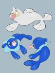  :o absurdres black_eyes closed_eyes commentary grey_background highres looking_up lying no_humans nullma pokemon pokemon_(creature) popplio seel shiny simple_background tongue tongue_out tusks 