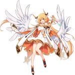  1girl angel_wings ark_order artist_request bangs black_footwear blonde_hair bow bracelet cape dress dress_bow feathered_wings full_body gold_trim holding holding_wand iris_(ark_order) jewelry long_hair looking_at_viewer low_twintails multicolored_eyes official_art orange_bow purple_eyes rainbow shoes sidelocks sleeveless sleeveless_dress solo tachi-e transparent_background twintails very_long_hair wand white_cape white_dress white_wings wings yellow_eyes 