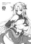  1girl armor belt blush breasts chain cleavage greyscale highres isizuaki large_breasts long_hair lord_knight_(ragnarok_online) monochrome ragnarok_online restrained skirt sleeveless solo torn_clothes turtleneck 