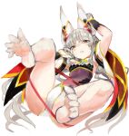  1girl animal_ears bangs blunt_bangs breasts cat_ears chest_jewel cleavage detached_sleeves facial_mark highleg highleg_leotard highres leotard long_hair low_twintails nia_(blade)_(xenoblade) nia_(xenoblade) silver_hair small_breasts solo thighhighs tim_(a9243190a) twintails very_long_hair xenoblade_chronicles_(series) xenoblade_chronicles_2 yellow_eyes 