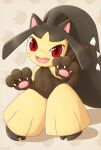  :d animal_hands collarbone commentary english_commentary fangs gloves hands_up highres looking_at_viewer mawaifu mawile navel open_mouth paw_gloves pigeon-toed pokemon pokemon_(creature) red_eyes smile standing tongue 