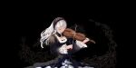  1girl 282078973 bangs bow_(music) commentary_request dress frills headband highres instrument long_hair long_sleeves music playing_instrument rozen_maiden silver_hair suigintou violin 
