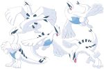  black_eyes commentary_request kira_(kira_dra) looking_back lugia multiple_views no_humans open_mouth pokemon pokemon_(creature) simple_background toes tongue white_background 