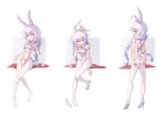  +_+ 1girl absurdres animal_ears ass azur_lane bangs blue_eyes bow braid breasts chan_sang character_sheet chinese_commentary choker closed_mouth commentary_request covered_navel expressionless eyebrows_visible_through_hair fake_animal_ears fake_tail from_behind full_body hair_bow hairband high_heels highres le_malin_(azur_lane) le_malin_(listless_lapin)_(azur_lane) leotard long_hair low_twin_braids o-ring o-ring_choker pantyhose playboy_bunny pose poses rabbit_ears rabbit_tail shoes shoes_removed sidelocks silver_footwear silver_hair simple_background sitting sleeveless small_breasts standing tail toes twin_braids white_background white_bow white_legwear white_leotard wrist_cuffs 