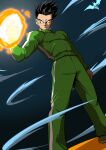  1boy batmandrewart black_eyes black_hair dragon_ball dragon_ball_super energy english_commentary eyebrows full_body green_jacket green_pants highres jacket long_sleeves male_focus pants pocket short_hair solo son_gohan spiked_hair sportswear standing track_jacket track_pants track_suit watermark 