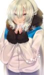  1girl akio_(akio1124) bangs blue_eyes braid breasts fate/grand_order fate_(series) french_braid grey_hair highres large_breasts long_hair looking_at_viewer morgan_le_fay_(fate) ponytail sidelocks very_long_hair 