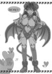  artist_request astaroth_(shinrabanshou) black_sclera breasts demon_girl greyscale highres horns large_breasts monochrome pointy_ears shinrabanshou solo tail wings 