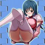  blue_hair blush boots dress dress_tug elbow_gloves gloves haruyama_kazunori kotona_elegance legs_together legs_up long_hair lowres lying on_back panties pantyshot pantyshot_(lying) pink_dress pink_gloves pink_legwear solo thighhighs thighs underwear white_footwear white_panties zoids zoids_genesis 