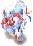  bright_pupils carrying chachi_(azuzu) claws commentary_request evolutionary_line hisuian_zoroark hisuian_zorua holding holding_pokemon pokemon pokemon_(creature) red_eyes standing transparent_background white_pupils yellow_eyes 