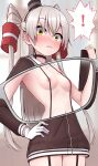  ! 1girl amatsukaze_(kancolle) bangs black_dress black_hair blush clipboard dress eyebrows_visible_through_hair garter_straps glasses gloves hair_between_eyes hair_tubes hand_on_hip highres holding holding_clipboard kantai_collection long_hair long_sleeves looking_at_viewer neckerchief nipples open_mouth sailor_collar sailor_dress silver_hair single_glove solo spoken_exclamation_mark tiemu_(man190) two_side_up upper_body white_gloves white_sailor_collar x-ray_glasses x-ray_vision yellow_eyes 