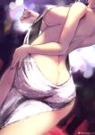  1girl absurdres ass azur_lane backless_dress backless_outfit bare_arms bare_back bare_shoulders blue_hair blue_nails blurry blurry_background bokeh breasts butt_crack depth_of_field dimples_of_venus dress grey_dress hand_on_hip head_out_of_frame highres large_breasts long_hair meme_attire nail_polish no_bra no_panties official_alternate_costume queasy_s revealing_clothes shiny shiny_clothes sideboob solo st._louis_(azur_lane) st._louis_(luxurious_wheels)_(azur_lane) twitter_username virgin_killer_sweater 