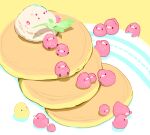  berry bird chai food garnish highres no_humans original pancake plate simple_background whipped_cream 