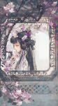  1girl bangs black_hair blunt_bangs chinese_clothes flower from_side hair_flower hair_ornament hanfu long_hair mian_lang original petals profile purple_flower sad sidelocks solo upper_body 