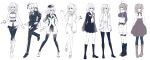  1boy 1girl absurdres ahoge artoria_pendragon_(fate) belt belt_buckle bikini boots bow bowtie buckle command_spell commentary_request cu_chulainn_(fate) cu_chulainn_alter_(fate/grand_order) dress eyebrows_visible_through_hair fate/grand_order fate_(series) formal frown fujimaru_ritsuka_(female) full_body greyscale hair_between_eyes hat highres kneehighs long_sleeves looking_at_another looking_at_viewer midriff monochrome multiple_views navel open_mouth pantyhose polearm ponytail redrabbit44 saber sandals school_uniform shorts side_ponytail skirt smile spear standing suit swimsuit teeth thighhighs weapon zettai_ryouiki 