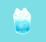  animal animated animated_gif aqua_background artist_name bottle cat cup food food_focus glass looping_animation milk nadia_kim no_humans original simple_background snow 