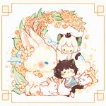  animal_ears animal_focus animated animated_gif blush bunny chibi chinese_clothes flower fur looping_animation luoxiaohei lying no_humans open_mouth sleeping the_legend_of_luo_xiaohei yellow_flower yeshen529shengkuai 