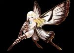  1girl airy_(bravely_default) black_background black_eyes bravely_default:_flying_fairy bravely_default_(series) butterfly_wings fairy fairy_wings medium_hair pointy_ears simple_background solo tim_(a9243190a) white_hair wings 