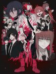  :d angel_devil_(chainsaw_man) black_hair black_jacket black_necktie blood blood_on_clothes blood_on_face blood_splatter blush chainsaw chainsaw_man character_request closed_mouth creature denji_(chainsaw_man) ebanoniwa everyone eyepatch fingernails green_eyes halo hayakawa_aki_(chainsaw_man) higashiyama_kobeni highres himeno_(chainsaw_man) jacket katana looking_at_viewer makima_(chainsaw_man) necktie one_eye_covered plague_doctor_mask pochita_(chainsaw_man) power_(chainsaw_man) projected_inset purple_eyes quanxi_(chainsaw_man) red_hair reze_(chainsaw_man) smile sword weapon weapon_on_back yellow_eyes 