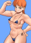  1girl bare_shoulders bikini breasts brown_eyes brown_hair closed_mouth collarbone daisy_(dq) dragon_quest dragon_quest_yuusha_abel_densetsu highres long_hair looking_at_viewer medium_breasts navel nemui333 simple_background smile solo swimsuit 