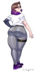  1girl ass commission denim glasses huge_ass jeans original pants short_hair skeb_commission solo synecdoche thick_thighs thighs 