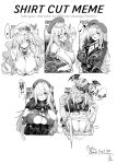  ! !! 1girl bandages beret braid breasts chart english_text g36c_(girls&#039;_frontline) girls&#039;_frontline greyscale hair_over_one_eye hat heart highres huge_breasts iapoc long_hair meme monochrome shirt_cut_(meme) side_braid speech_bubble spoken_heart torn_clothes 
