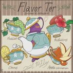  apple_slice character_name cinnamon_stick closed_eyes commentary_request cup dated evolutionary_line flower food fruit grapes heart hibiscus highres leaf lemon lemon_slice liquid no_humans petyo pokemon pokemon_(creature) polteageist red_flower sinistea smile sugar_cube teacup teapot 