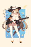  1girl :o absurdres bare_shoulders bikini black_jacket breasts cleavage collarbone commentary_request eyebrows_visible_through_hair full_body girls&#039;_frontline gun halterneck highres holding holding_gun holding_weapon jacket jacket_pull jonbur_man korean_commentary large_breasts light_brown_hair long_hair looking_at_viewer m37_(girls&#039;_frontline) open_mouth red_eyes shoes shotgun simple_background solo standing string_bikini swimsuit weapon white_bikini white_headwear white_swimsuit 
