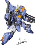  amasaki_yusuke beam_rifle clenched_hand duel_gundam energy_gun green_eyes gun gundam gundam_seed holding holding_gun holding_weapon looking_at_viewer mecha mobile_suit no_humans science_fiction shield solo v-fin weapon white_background 