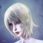  1girl abrea absurdres aya_brea bare_shoulders blonde_hair eyebrows_visible_through_hair highres parasite_eve parasite_eve_the_3rd_birthday portrait simple_background solo 
