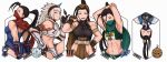  abs alternate_costume arm_guards armpits arms_up biceps black_hair cosplay crop_top fake_horns hershuar highres hip_vent horned_headwear horns ibuki_(street_fighter) kirin_(armor) kunai mask monster_hunter_(series) mouth_mask muscular muscular_female navel ninja official_alternate_costume one-piece_swimsuit scarf school_swimsuit school_uniform smile stomach street_fighter street_fighter_v stretch swimsuit toned track_uniform upper_body upside-down weapon 