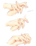  2girls commentary_request fingernails hand_focus hands hazuki_natsu holding holding_hands interlocked_fingers multiple_girls nail_polish original pink_nails simple_background twitter_username white_background yuri 