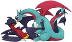  cum dragon duo female garchomp lying male missionary_position nintendo nude on_back open_mouth pok&#233;mon pokemon salamence sex straight unknown_artist video_games wings 