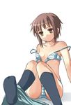  arm_support bangs black_legwear bra green_bra green_panties kneehighs lingerie nagato_yuki open_bra panties short_hair sitting skirt skirt_pull socks solo strap_slip striped striped_bra striped_panties suzumiya_haruhi_no_yuuutsu underwear underwear_only yuuji 