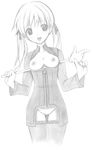  greyscale monochrome open_clothes open_shirt panties shirt sketch solo star_ocean star_ocean_till_the_end_of_time thighhighs underwear welch_vineyard 
