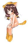  animal_ears artist_request bell brown_eyes brown_hair cat_ears cat_tail di_gi_charat nude puchiko simple_background solo tail 