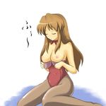  asahina_mikuru bangs breasts large_breasts leotard nipples pantyhose red_leotard shima-shuu solo suzumiya_haruhi_no_yuuutsu topless undressing 