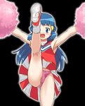  alternate_costume blue_eyes blue_hair blush cheerleader gambler_club high_kick hikari_(pokemon) kicking leg_lift legs long_hair miniskirt panties pokemon pokemon_(anime) pokemon_dp_(anime) skirt solo underwear 