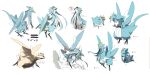  ? alternate_color character_name concept_art fakemon multiple_views original pokemon red_eyes siirakannu simple_background spoken_question_mark white_background wings 