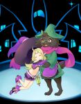  1boy 1girl absurdres commission commissioner_upload crossover deltarune fire_emblem fire_emblem_awakening fire_emblem_heroes furry furry_male glasses halloween_costume hat highres horns hug igni_tion nowi_(fire_emblem) pointy_ears ralsei scarf witch_hat 