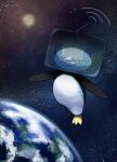  beak commentary_request earth_(planet) eiscue eiscue_(ice) full_body highres ice ice_cube looking_at_viewer no_humans outdoors planet pokemon pokemon_(creature) solo space uin6uad white_eyes 
