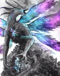  artist_name blue_theme dark_souls_(series) dark_souls_i dragon highres limited_palette monster no_humans open_mouth purple_theme seath_the_scaleless shimhaq 