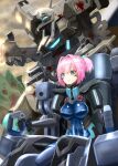  1girl alien beta_(muvluv) blood blood_splatter blue_eyes check_commentary cockpit commentary_request covered_nipples crossover fortified_suit fusou_(fuso0205) highres kantai_collection mecha muvluv muvluv_alternative namesake partial_commentary pilot_suit pink_hair science_fiction scowl shiny shiranui_(kancolle) sitting skin_tight solo_focus tactical_surface_fighter tied_hair type_94_shiranui v-shaped_eyebrows visor 