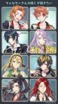  6+boys ;d ace_trappola aimono_juushi bangs barbatos_(megido72) black_hair black_jacket black_kimono black_nails blonde_hair brown_hair brown_jacket cater_diamond closed_eyes closed_mouth collarbone commentary_request eyebrows_visible_through_hair eyepatch facial_mark fate/grand_order fate_(series) green_eyes grey_jacket hachisuka_kotetsu hagino_kouta hair_between_eyes heart high_ponytail highres hypnosis_mic jacket japanese_clothes jewelry kimono long_hair male_focus megido72 mo_dao_zu_shi multicolored_hair multiple_boys nail_polish one_eye_closed open_mouth parted_lips ponytail purple_hair red_eyes ring shirt shokudaikiri_mitsutada smile streaked_hair touken_ranbu translation_request tristan_(fate) twisted_wonderland twitter_username upper_body wei_wuxian white_jacket white_shirt 