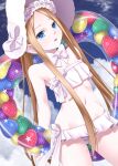  1girl abigail_williams_(fate) abigail_williams_(swimsuit_foreigner)_(fate) bangs bare_shoulders bikini blonde_hair blue_eyes blue_sky bow bowtie cloud cowboy_shot fate/grand_order fate_(series) forehead frilled_bikini frilled_hairband frilled_swimsuit frills hairband highres holding holding_innertube innertube long_hair navel parted_bangs parted_lips sidelocks sky solo stomach swimsuit takanashi_tsukasa twintails very_long_hair white_bikini white_bow white_headwear white_swimsuit 