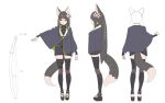  1girl animal_ears arm_at_side bangs belt black_legwear black_skirt blunt_bangs brown_belt capelet closed_mouth enkyo_yuuichirou flower fox_ears fox_tail full_body grey_capelet hair_between_eyes hair_flower hair_ornament high-waist_skirt katana kitsunegasaki_tametsugu_(tenka_hyakken) long_hair looking_at_viewer miniskirt multiple_views official_art orange_eyes pink_flower platform sandals skirt stirrup_legwear sword tail tenka_hyakken thighhighs toeless_legwear weapon zettai_ryouiki 