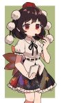  1girl bangs eyebrows_visible_through_hair hair_between_eyes highres note pen red_eyes sasa_kichi shameimaru_aya shirt short_hair skirt solo standing touhou 